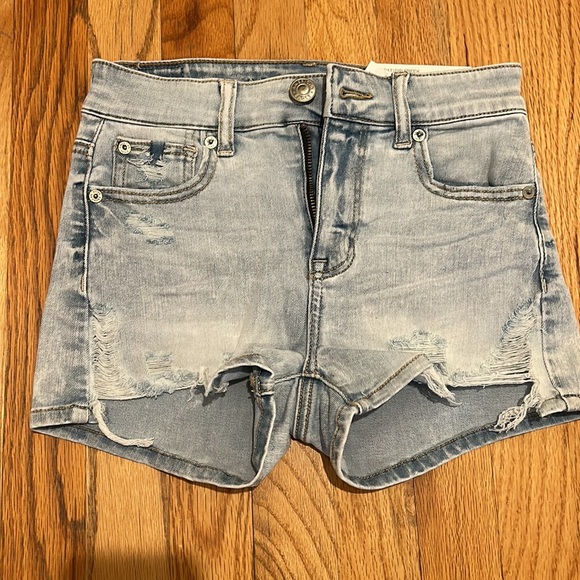 American Eagle Next Level High-Waisted Stretch Denim Shortie Shorts - Picture 2 of 6